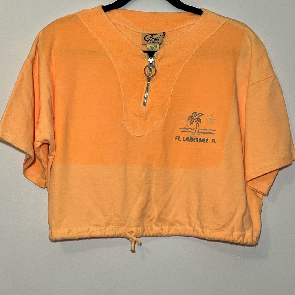 Orange Crop Top with Ft Lauderdale Palm Tree Design